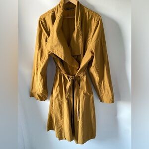 Eileen Fisher Golden Brown Draped Trench Coat – XL/1X (No Tag, Measured)